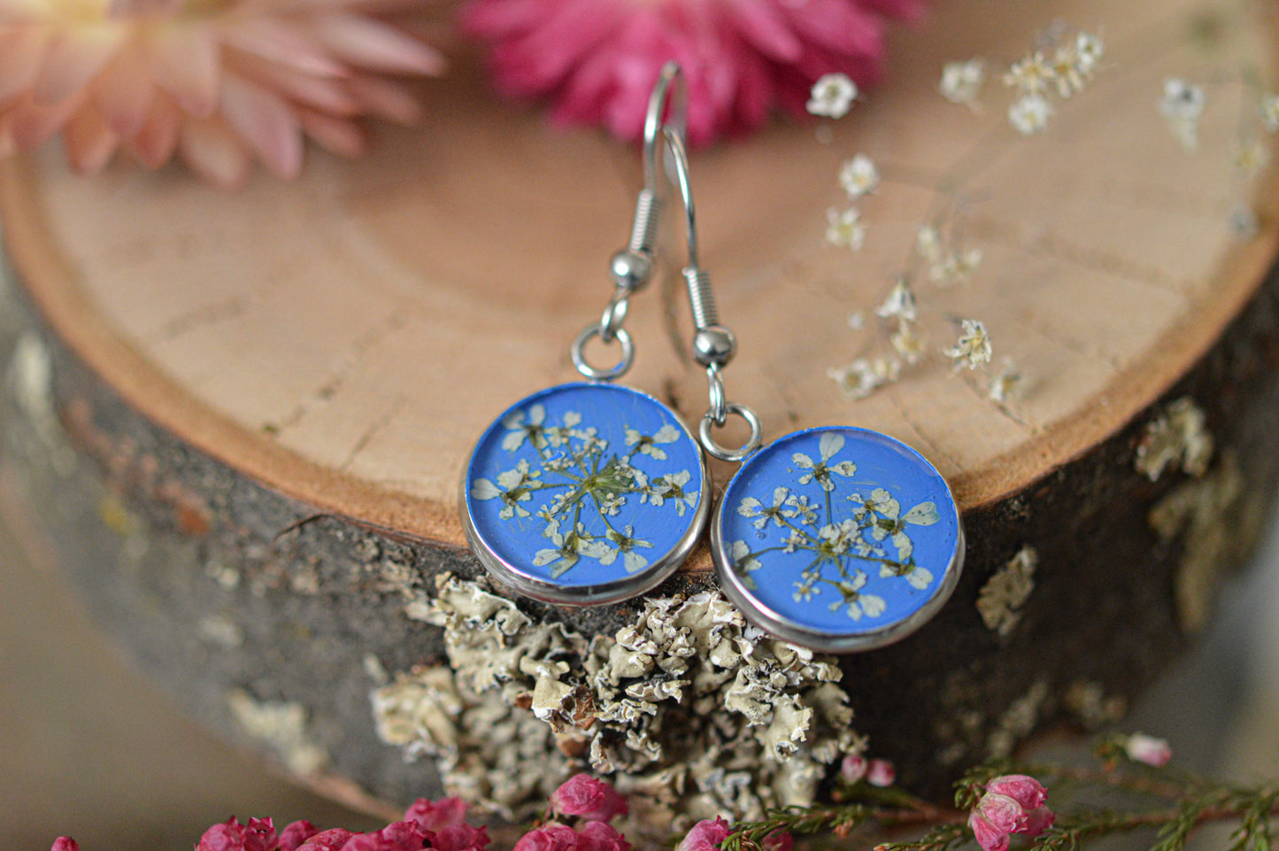 Wild chervil blue earrings