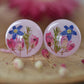 Floral pink stud earrings