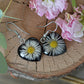 Heart earrings with real daisies