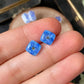 Blue square stud earrings