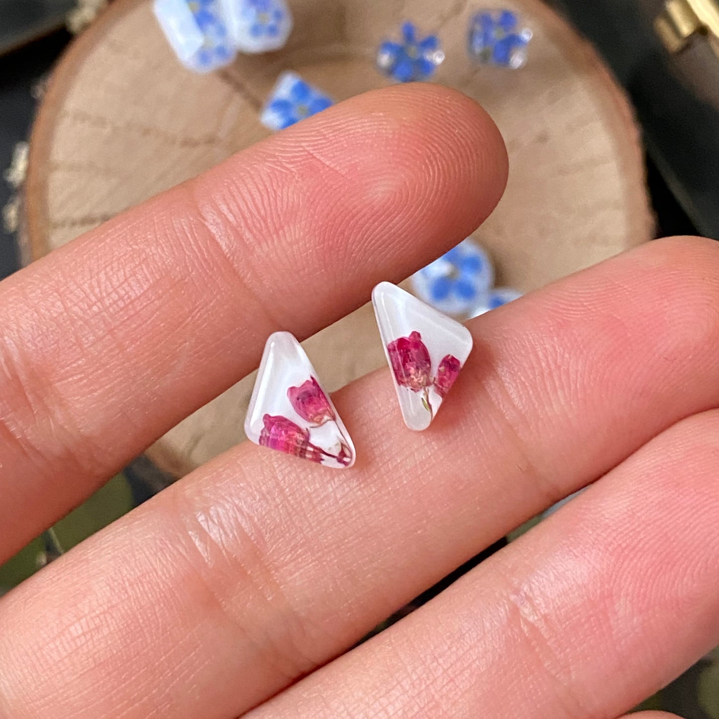 Heather triangle stud earrings