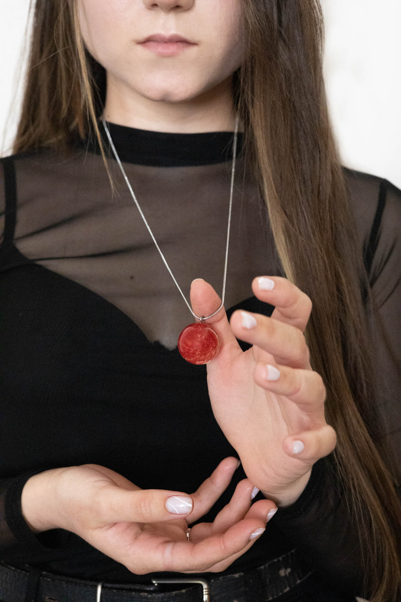 Red gomphrena necklace