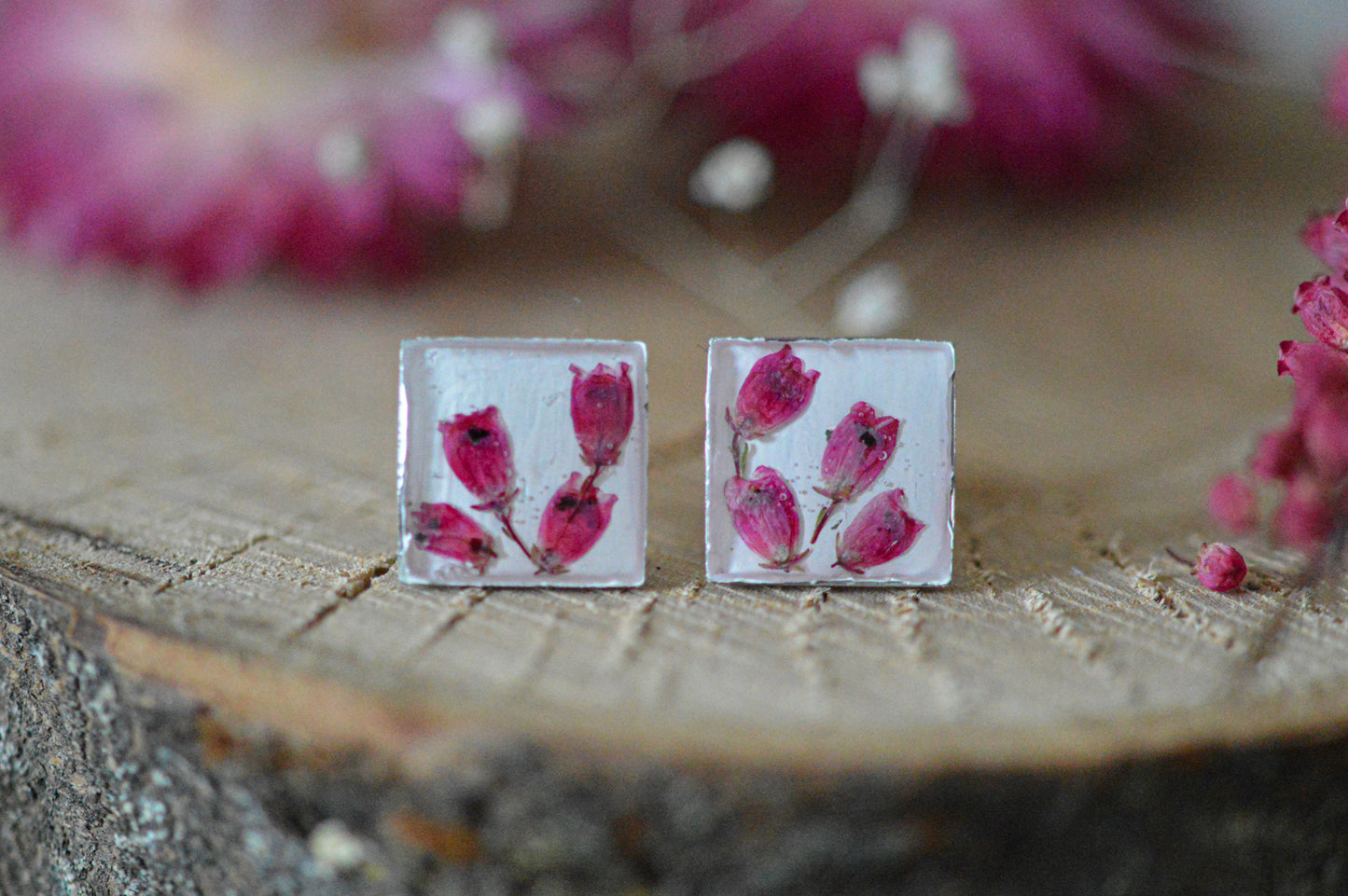 Heather square stud earrings