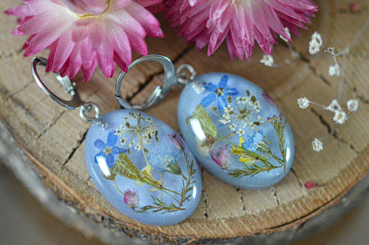 Blue floral earrings with forget-me-nots