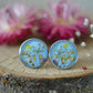 Blue floral stud earrings