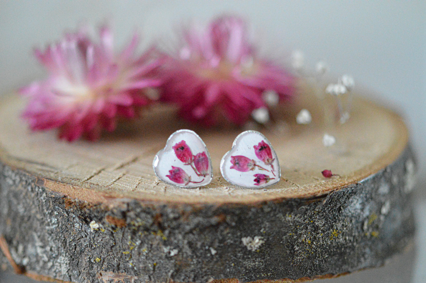 Heather heart stud earrings