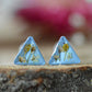 Blue triangle floral stud earrings