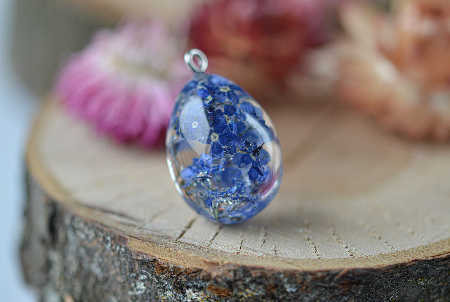 Forget-me-not egg necklace