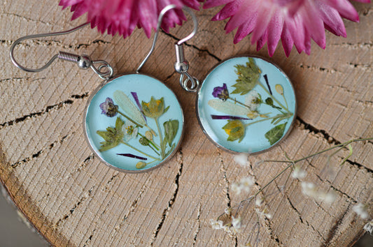 Blue floral earrings