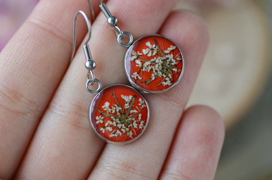 Real chervil red earrings