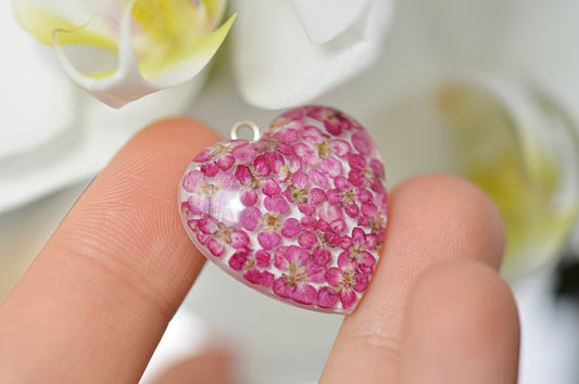 Sweet alyssum heart necklace