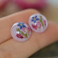 Floral pink stud earrings