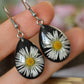 Black drop daisy earrings