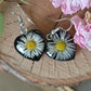 Heart earrings with real daisies