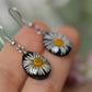 Black daisy earrings