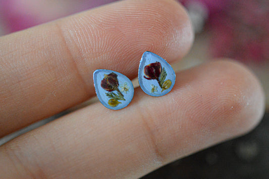 Blue drop stud earrings