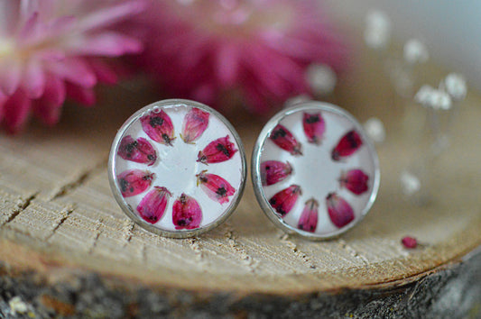 Heather white stud earrings