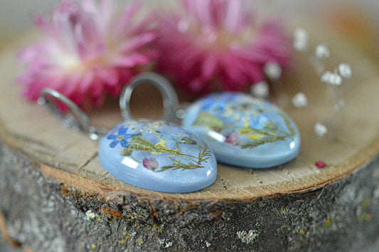 Blue floral earrings with forget-me-nots