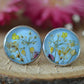 Blue floral stud earrings