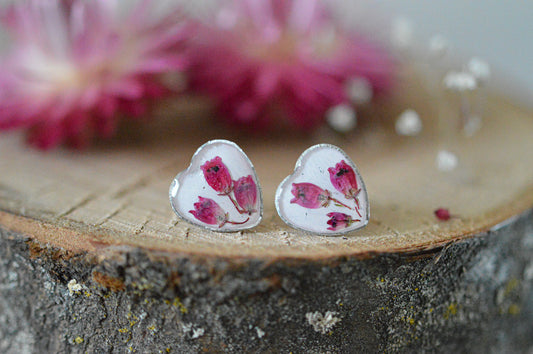 Heather heart stud earrings