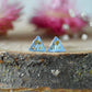 Blue triangle floral stud earrings