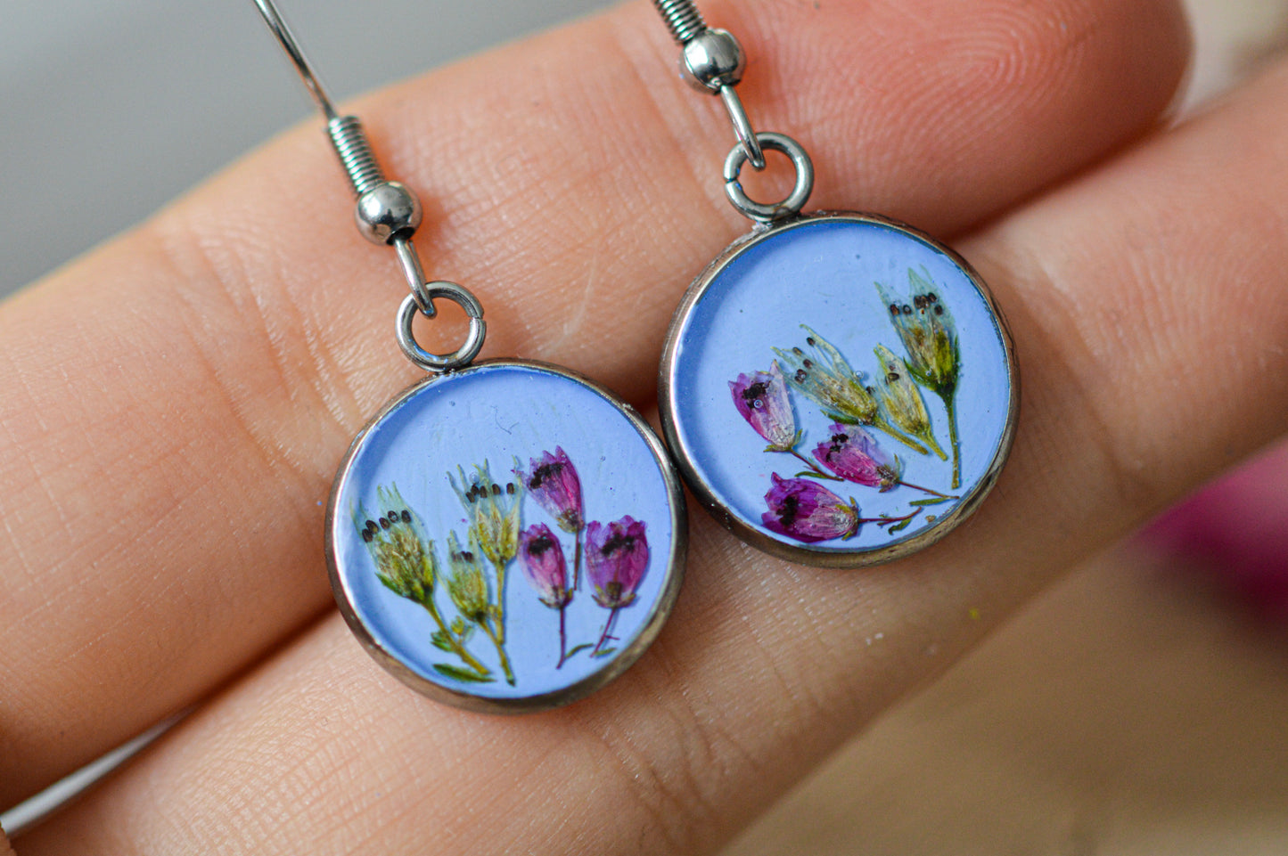 Floral blue earrings