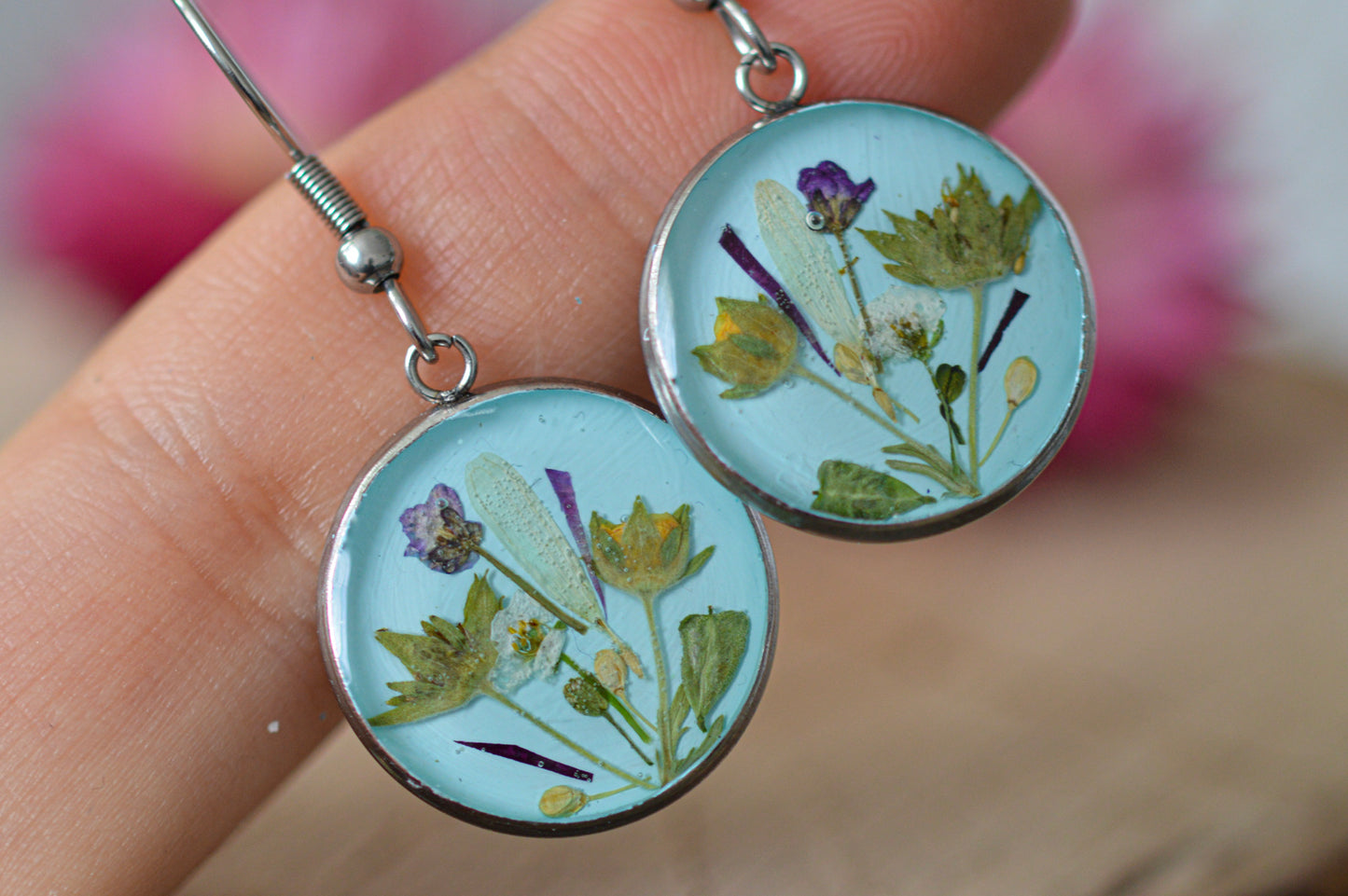 Blue floral earrings