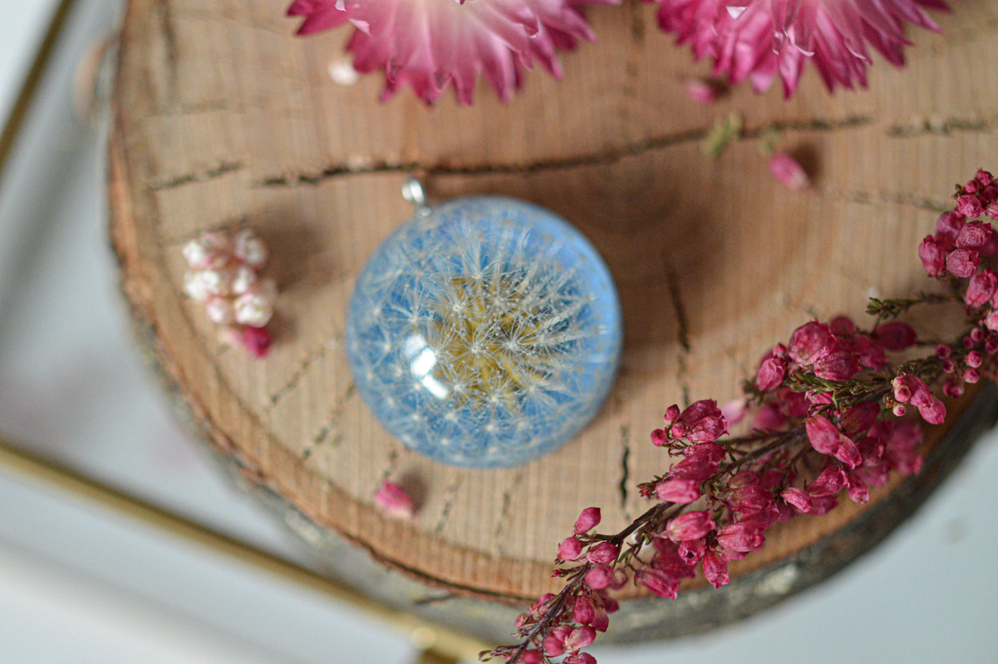 Blue dandelion necklace