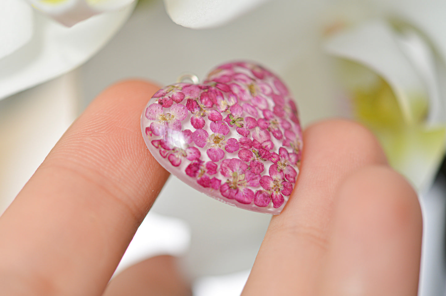 Sweet alyssum heart necklace