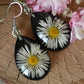 Black drop daisy earrings