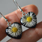 Heart earrings with real daisies