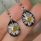 Black daisy earrings