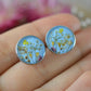 Blue floral stud earrings