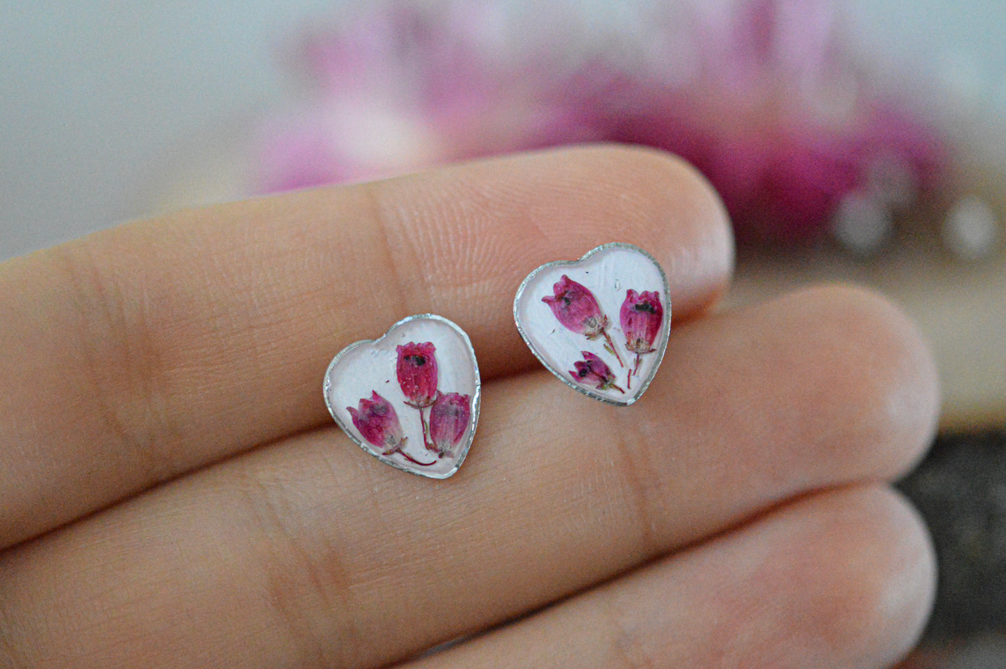 Heather heart stud earrings