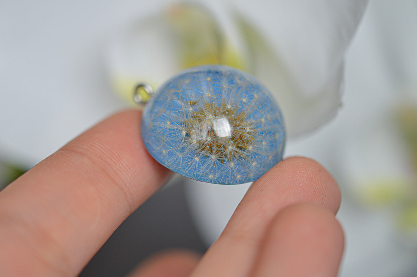 Blue dandelion necklace