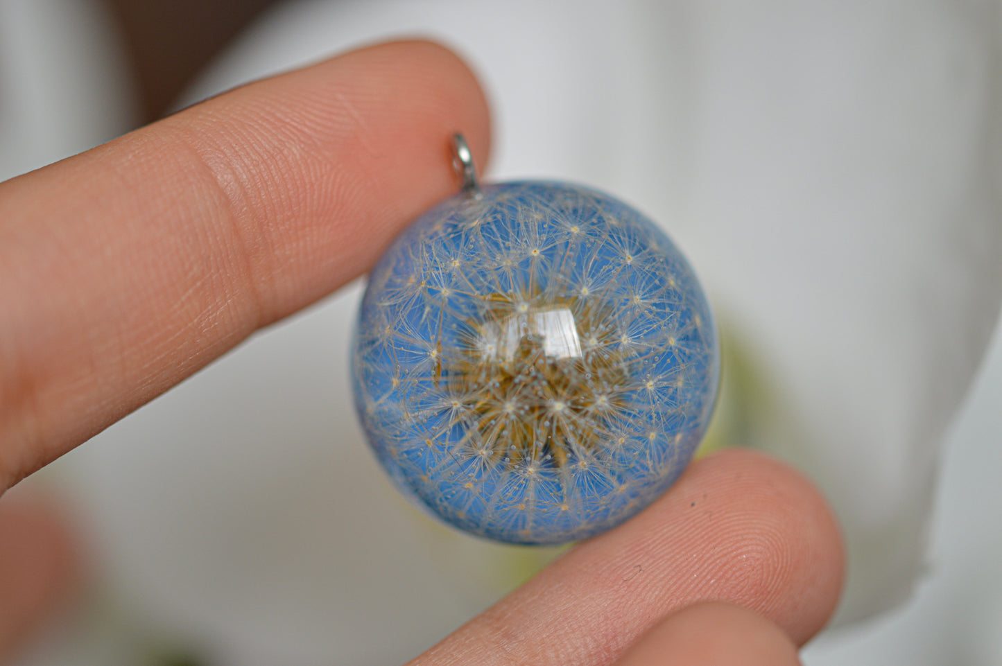 Blue dandelion necklace